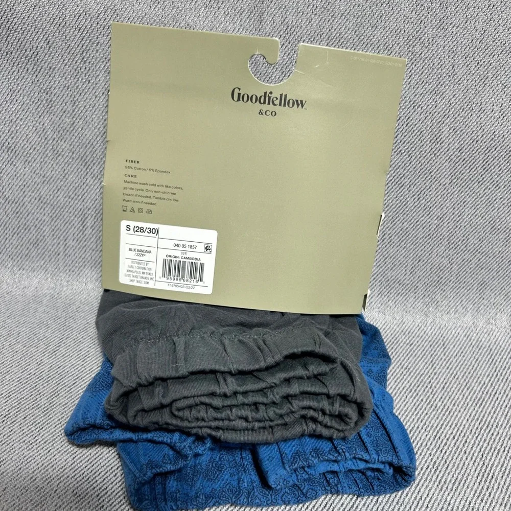 Goodfellow & Co Mens Knit Boxers S Blue Gray Bandana Paisley 2 Pack NWT